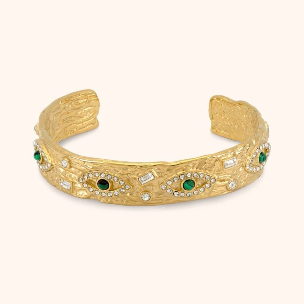 Evil Eye Protective Bangle 18K Gold Plated